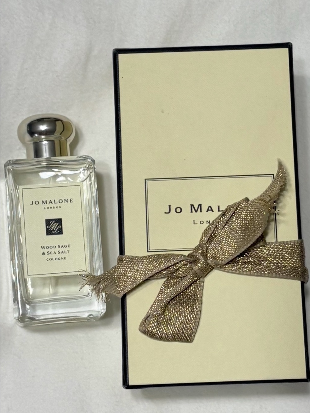 Jo Malone Cream and Gold Gift Box with Cologne Bottle